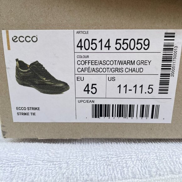 NWT ECCO Men's Brown Strike Tie Leather Suede Comfort Derby Shoes - Picture 10 of 10